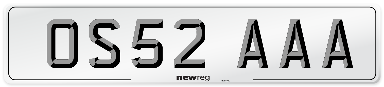OS52 AAA Number Plate from New Reg